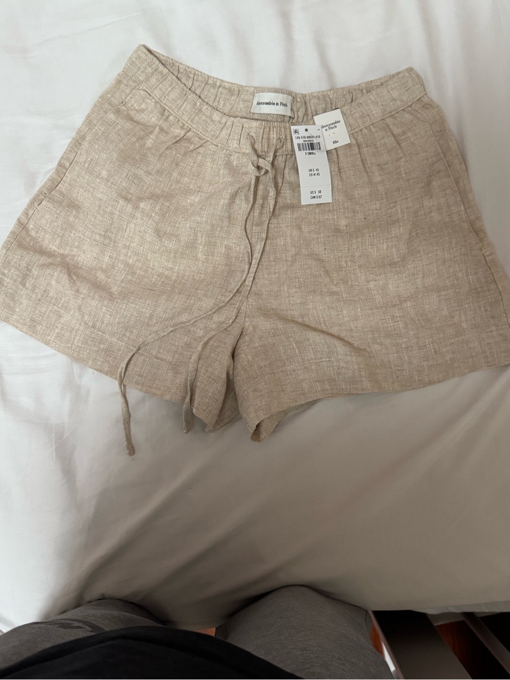 Abercrombie and fitch Beige Linen Blend Drawstring Shorts